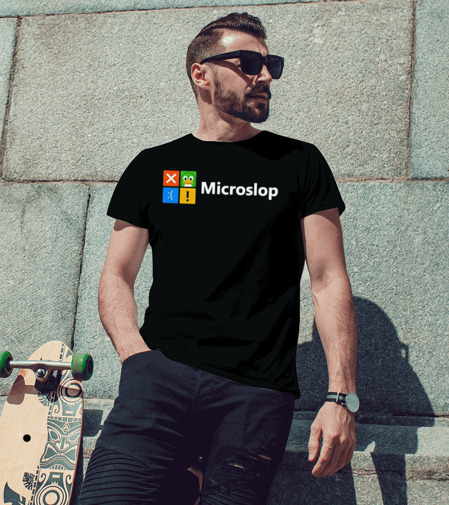 Microslop Linux Penguin Error Icon Blocks T-Shirt