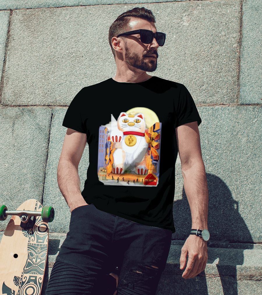 TGF Lucky Cat Maneki Neko Giant Cat City Destruction T-Shirt