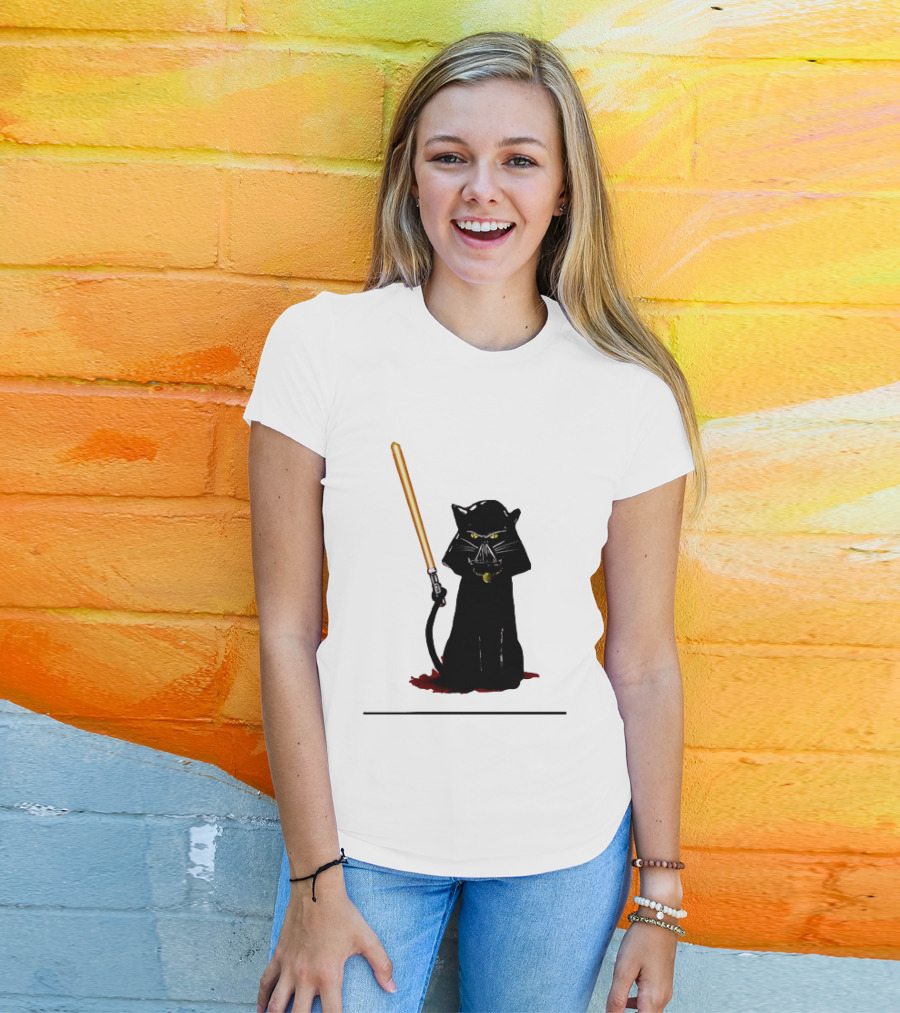Darth Vader Cat Lightsaber Star Wars T-Shirt