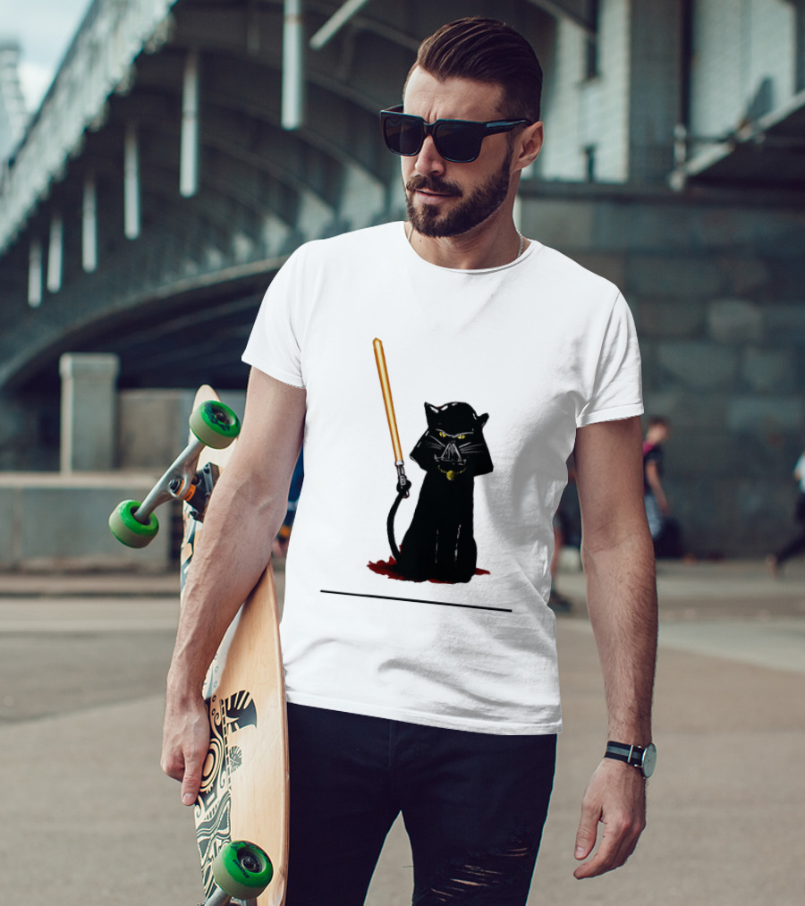 Darth Vader Cat Lightsaber Star Wars T-Shirt