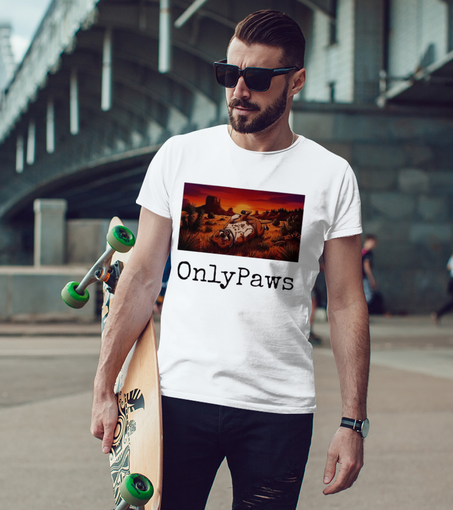 Desert Sunset Playful Pit Bull OnlyPaws Scenic Wonderland T-Shirt