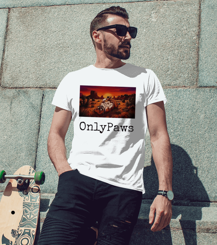 Desert Sunset Playful Pit Bull OnlyPaws Scenic Wonderland T-Shirt