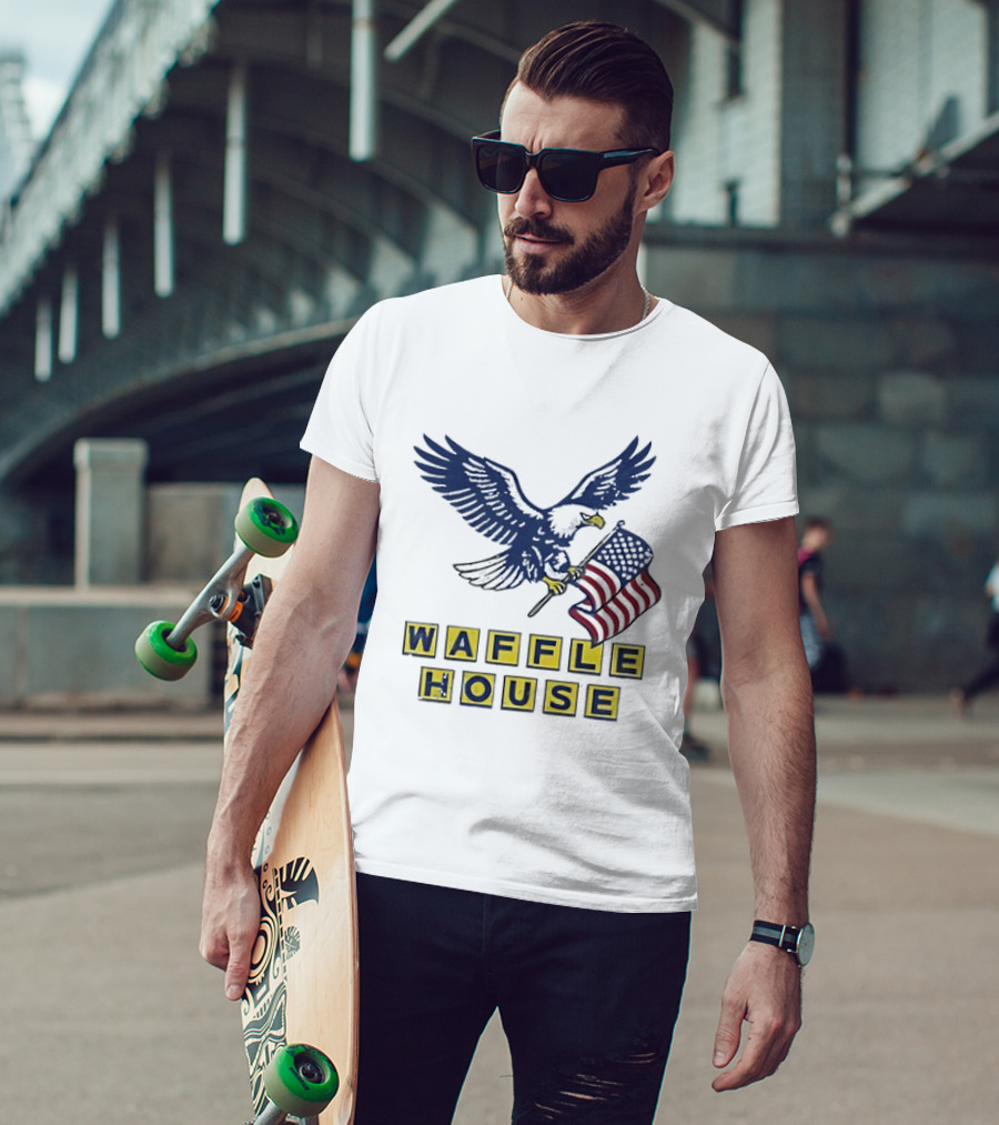 Waffle House Eagle Holding American Flag T-Shirt