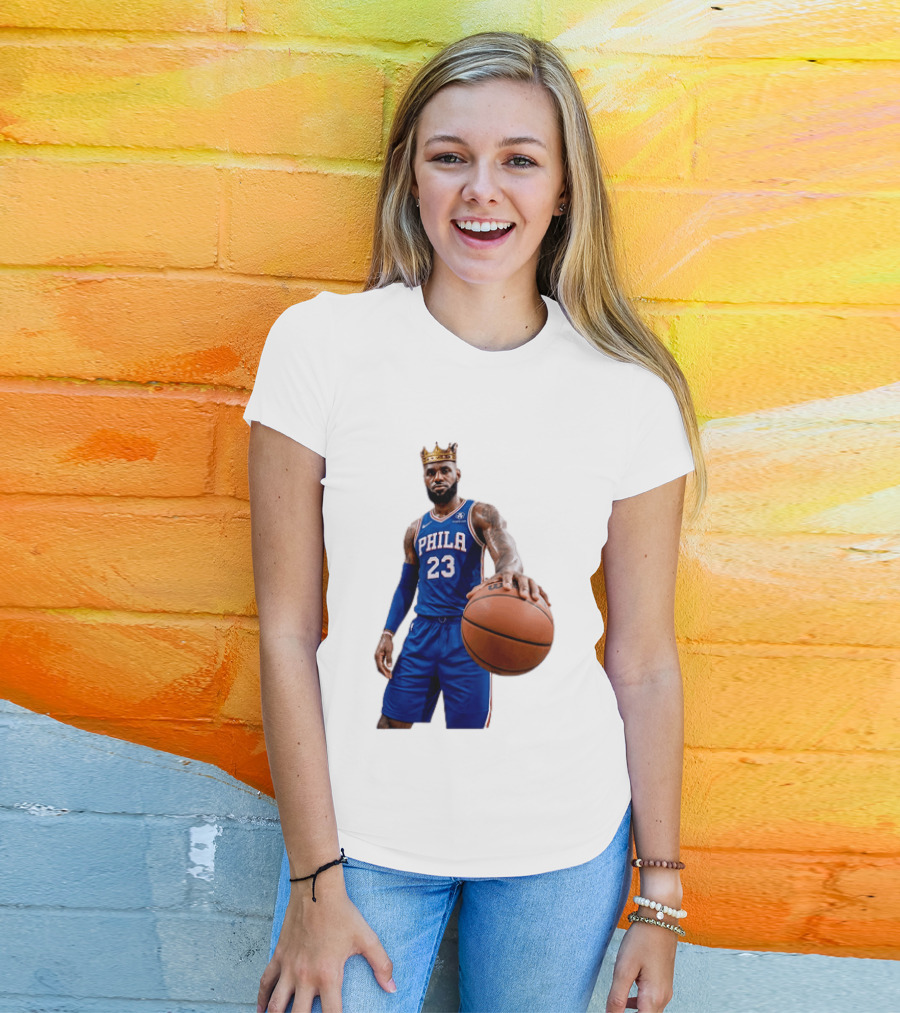 LeBron James King Crown Dribbling Philadelphia 76ers Basketball Player 23 Phila T-Shirt