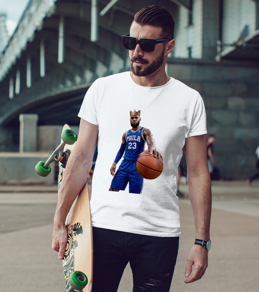 LeBron James King Crown Dribbling Philadelphia 76ers Basketball Player 23 Phila T-Shirt