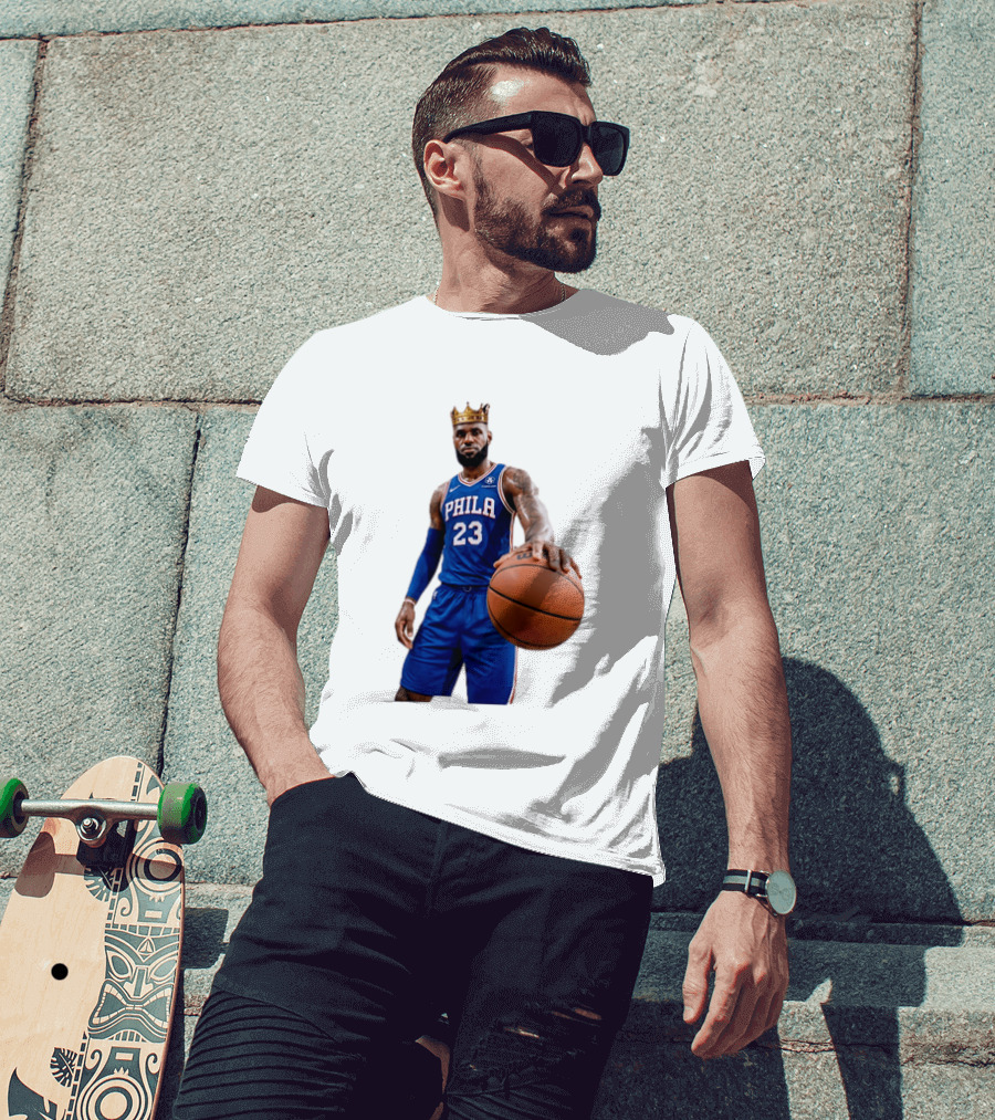 LeBron James King Crown Dribbling Philadelphia 76ers Basketball Player 23 Phila T-Shirt