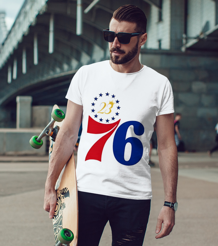 LeBron James 23 Philadelphia 76ers Inspired Number Stars T-Shirt