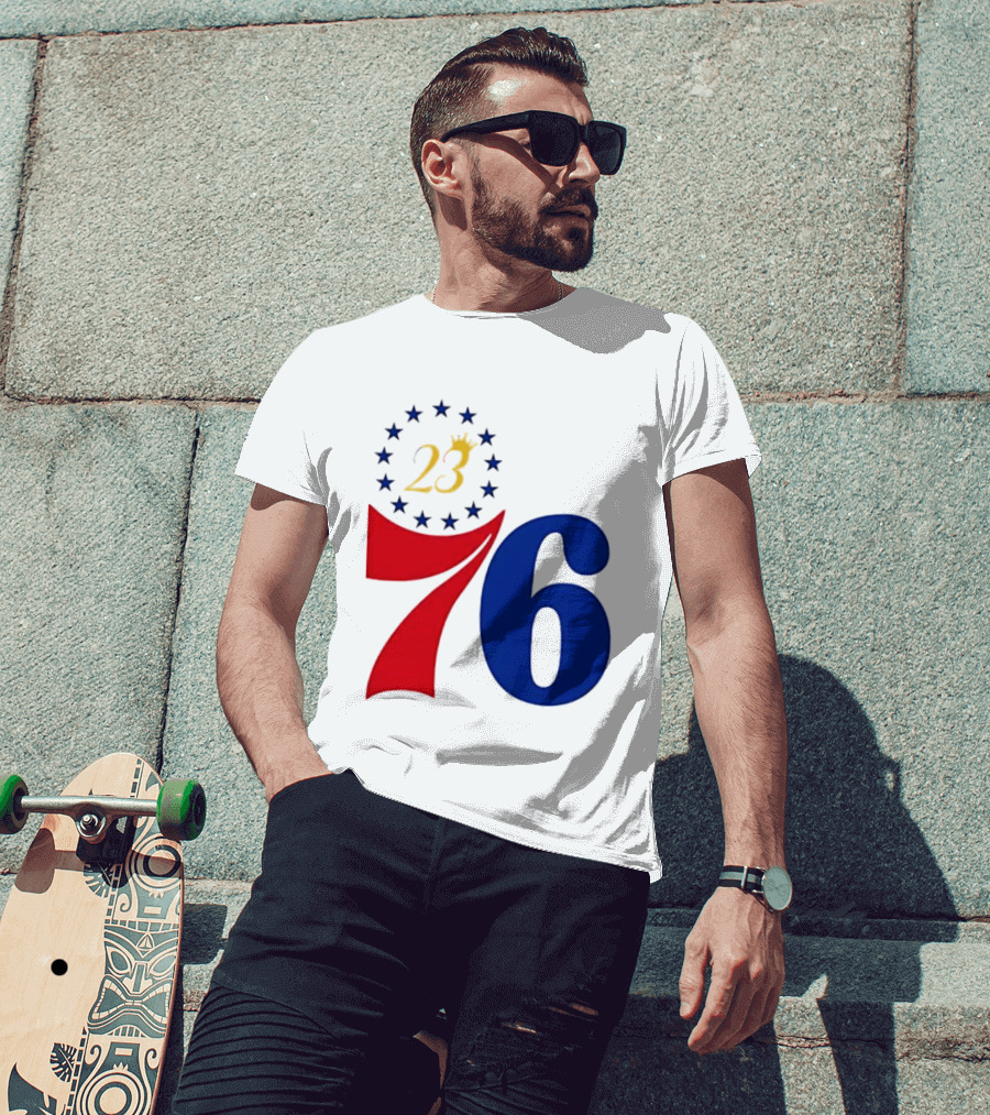LeBron James 23 Philadelphia 76ers Inspired Number Stars T-Shirt