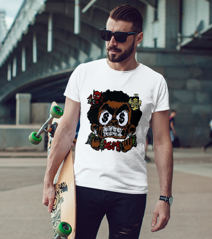 Dreams Money Cartoon Streetwear Dollar Eye Angel Devil T-Shirt