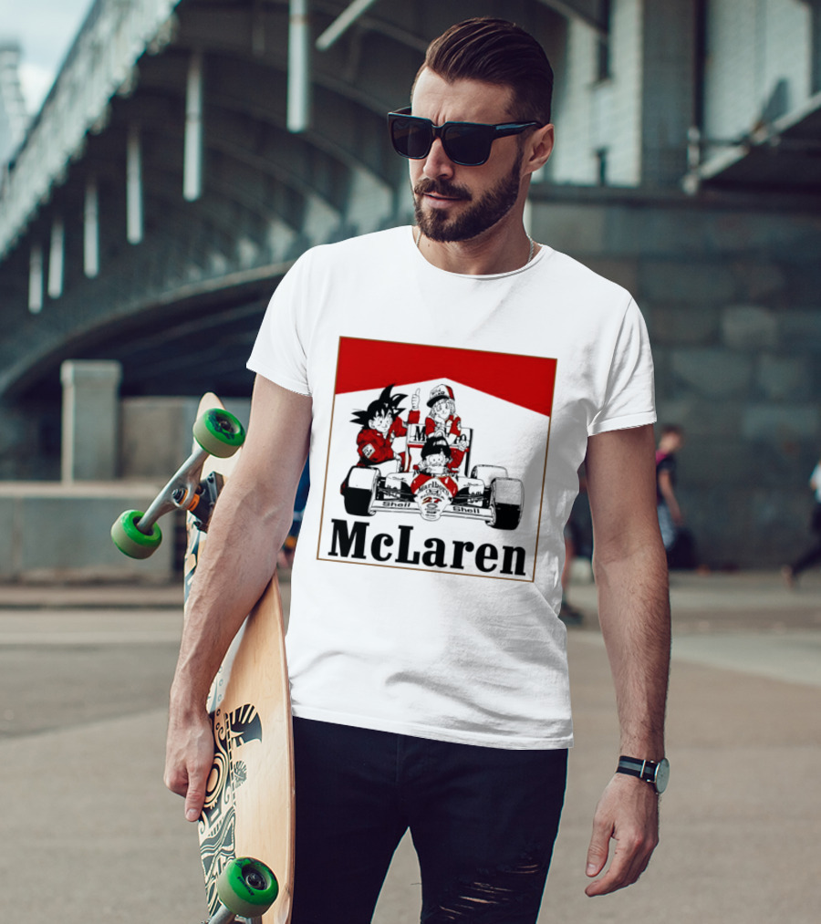 Goku Bulma Senbei McLaren Honda Marlboro Shell 27 Anime Racing Team Formula 1 T-Shirt