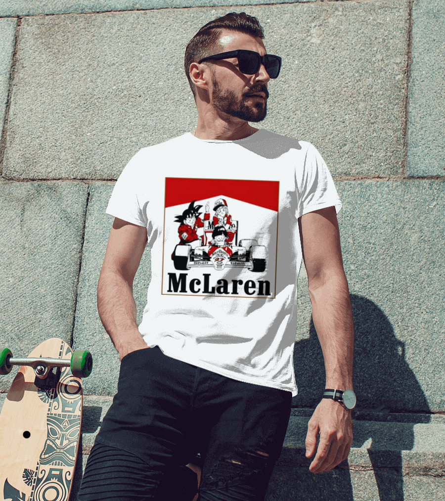 Goku Bulma Senbei McLaren Honda Marlboro Shell 27 Anime Racing Team Formula 1 T-Shirt