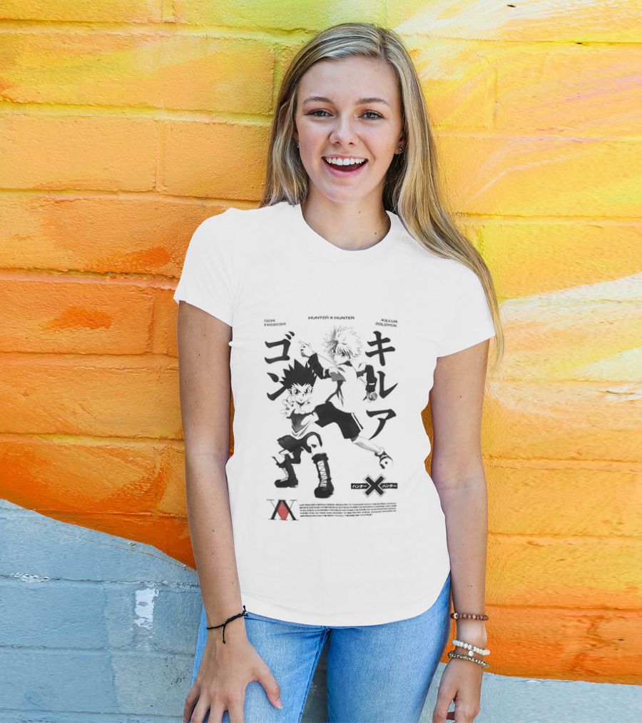 Gon Freecss Killua Zoldyck Hunter X Hunter Japanese Text Adventure Duo T-Shirt