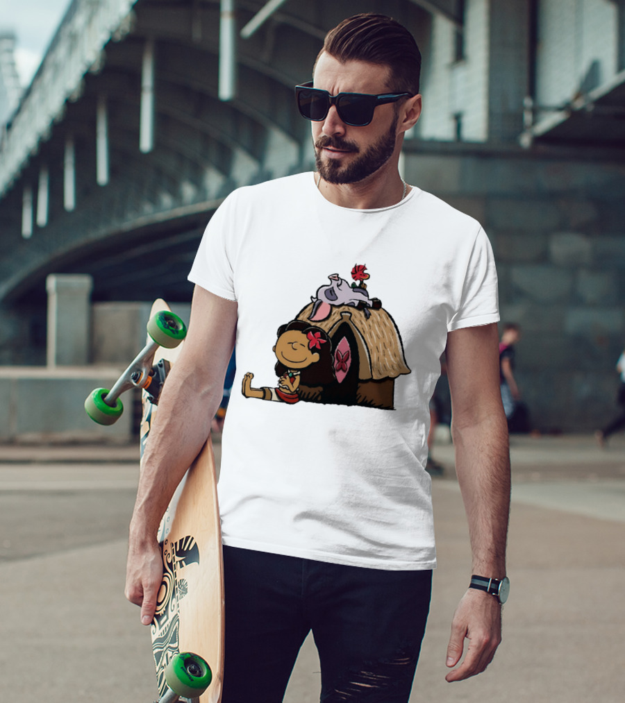 Moana Pua Heihei Peanuts Doghouse Cartoon T-Shirt