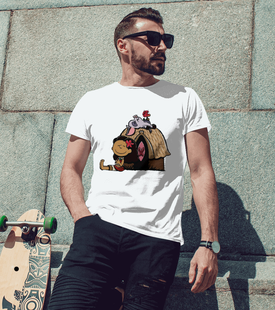 Moana Pua Heihei Peanuts Doghouse Cartoon T-Shirt