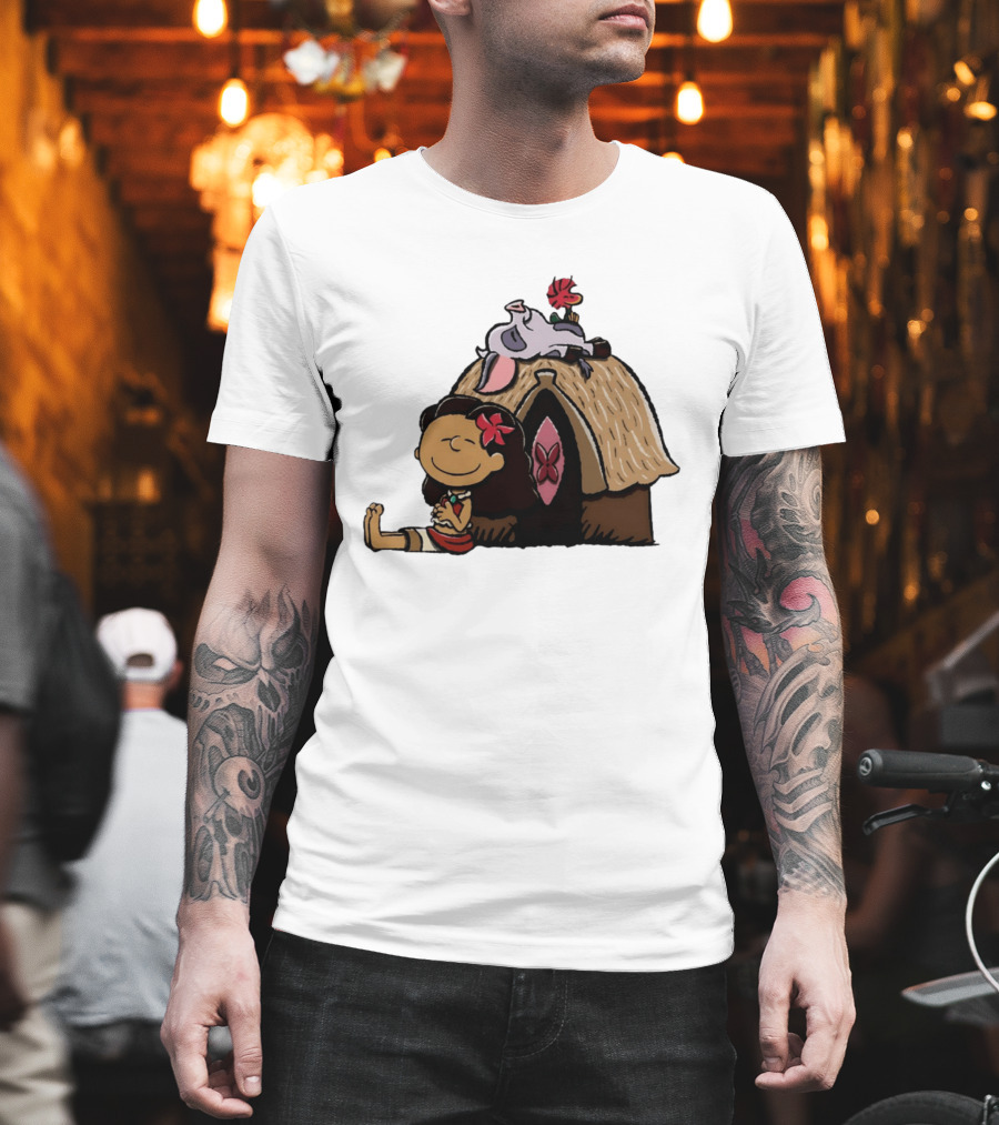 Moana Pua Heihei Peanuts Doghouse Cartoon T-Shirt