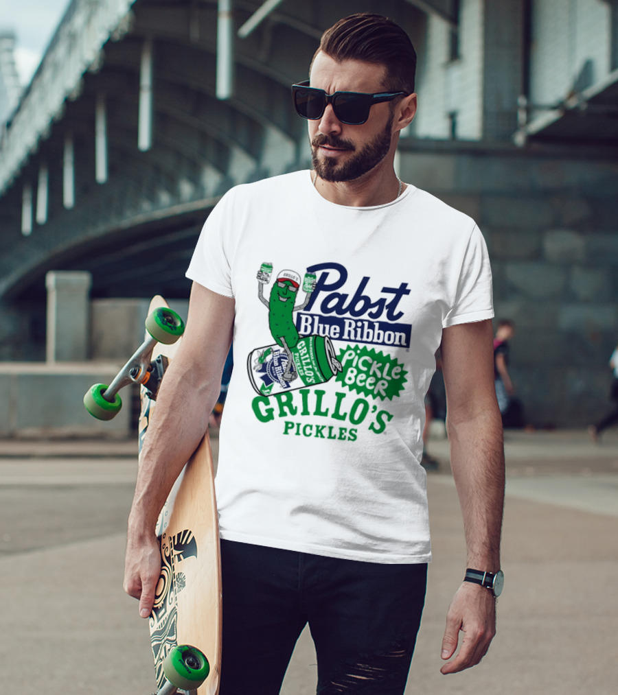 Pabst Blue Ribbon Grillo's Pickles Pickle Beer Festival 2023 T-Shirt