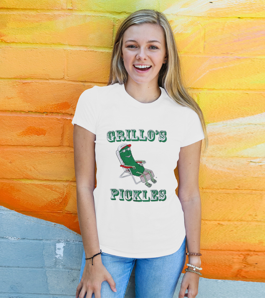 Grillo's Pickles Chill Pickle Relaxing In Chair T-Shirt