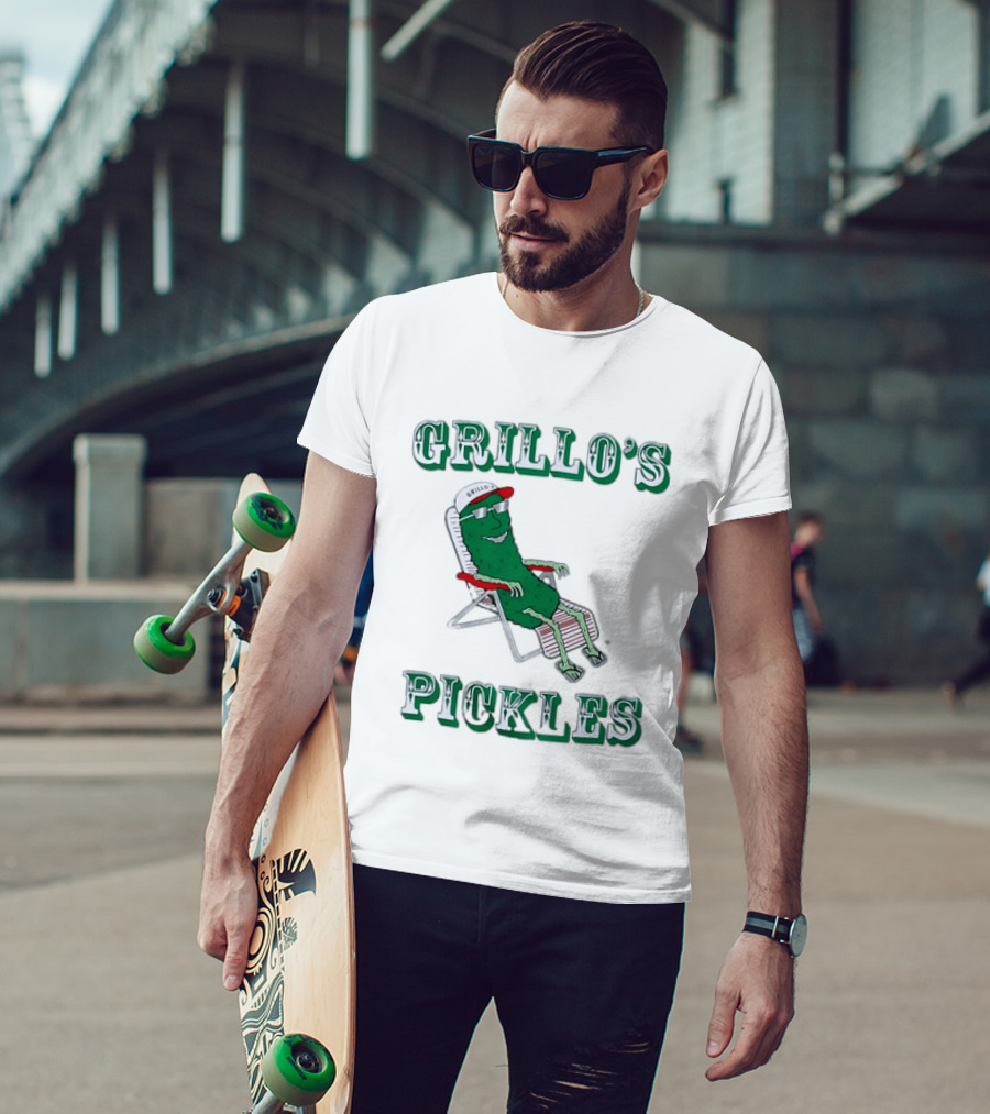 Grillo's Pickles Chill Pickle Relaxing In Chair T-Shirt