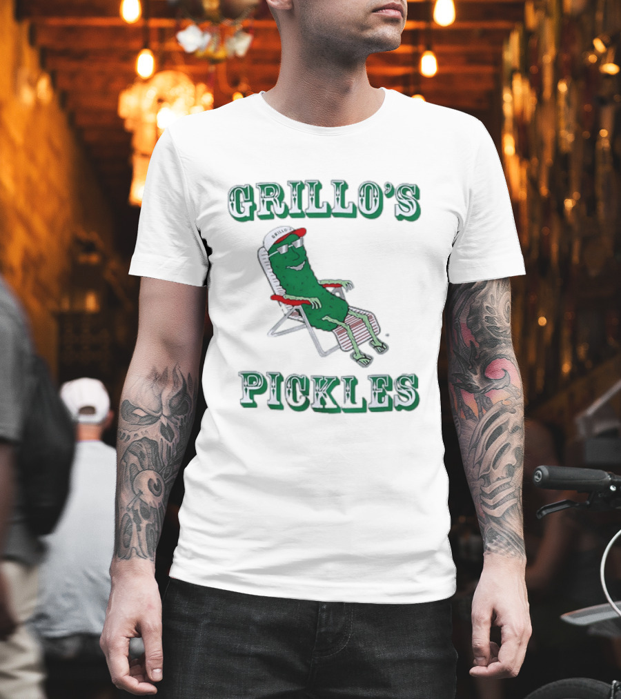 Grillo's Pickles Chill Pickle Relaxing In Chair T-Shirt