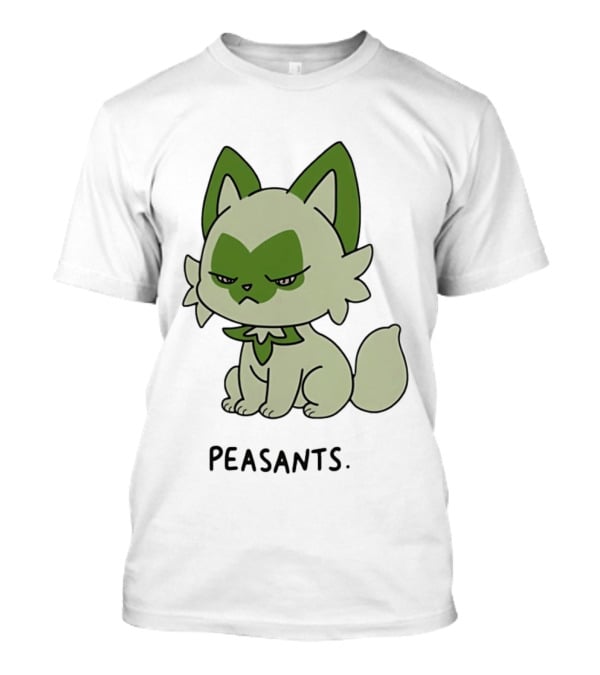 Sprigatito Peasants Meme Pokemon Cat Image Text Purr Delusion T-Shirt