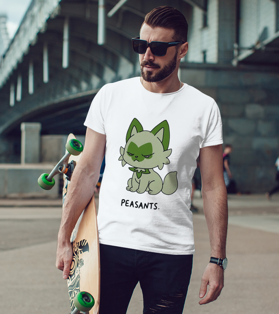 Sprigatito Peasants Meme Pokemon Cat Image Text Purr Delusion T-Shirt