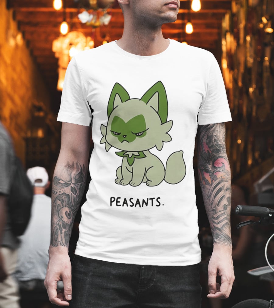 Sprigatito Peasants Meme Pokemon Cat Image Text Purr Delusion T-Shirt