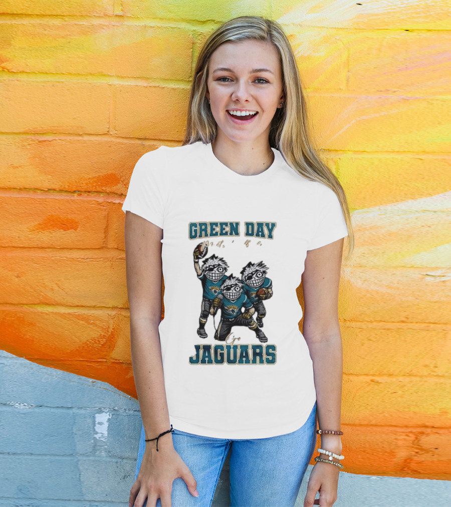 Green Day Jacksonville Jaguars Crossover With Football Characters T-Shirt
