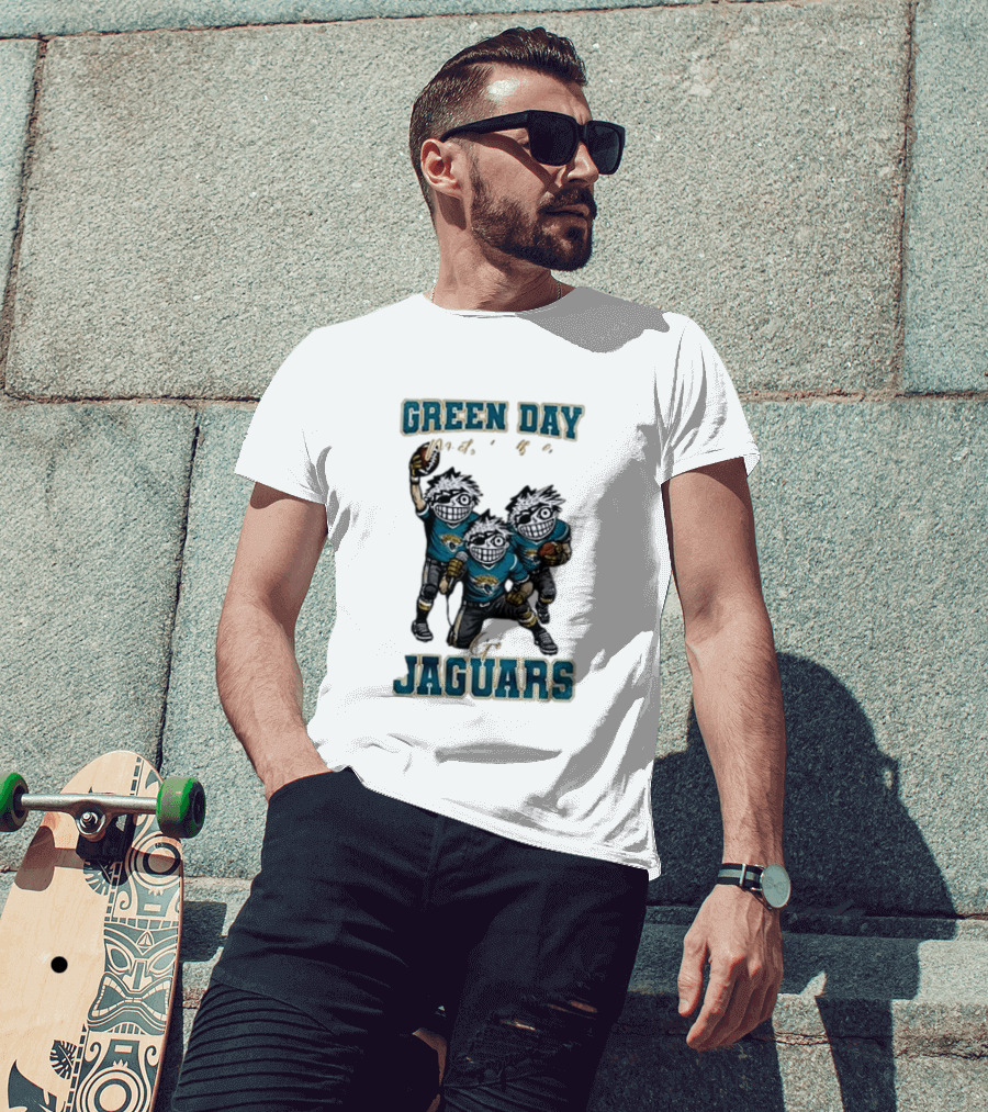 Green Day Jacksonville Jaguars Crossover With Football Characters T-Shirt