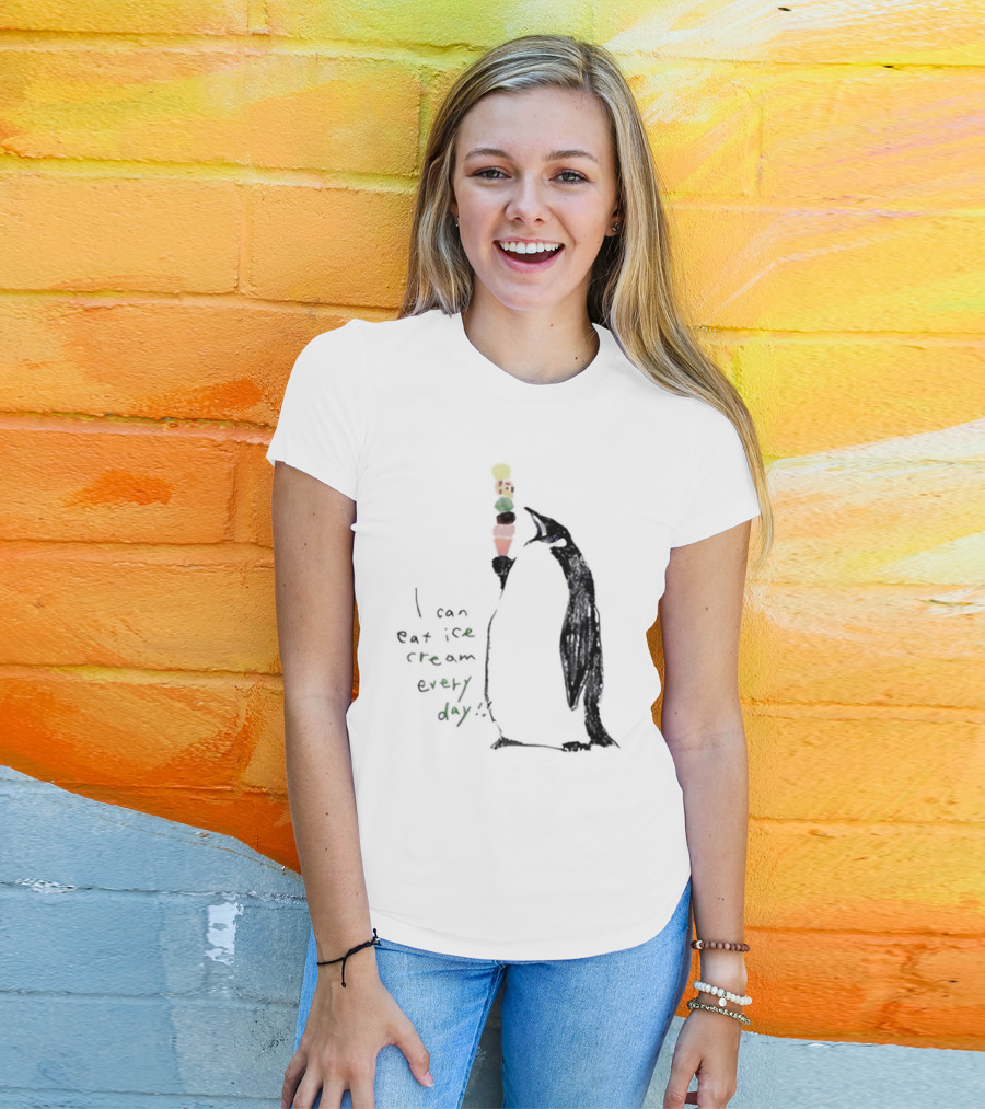 Penguin Eating Ice Cream I Can Eat Ice Cream Every Day T-Shirt