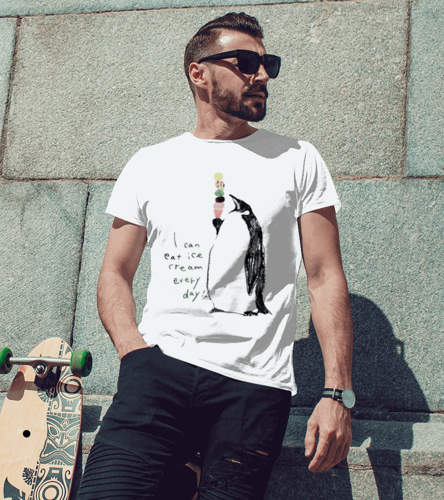 Penguin Eating Ice Cream I Can Eat Ice Cream Every Day T-Shirt