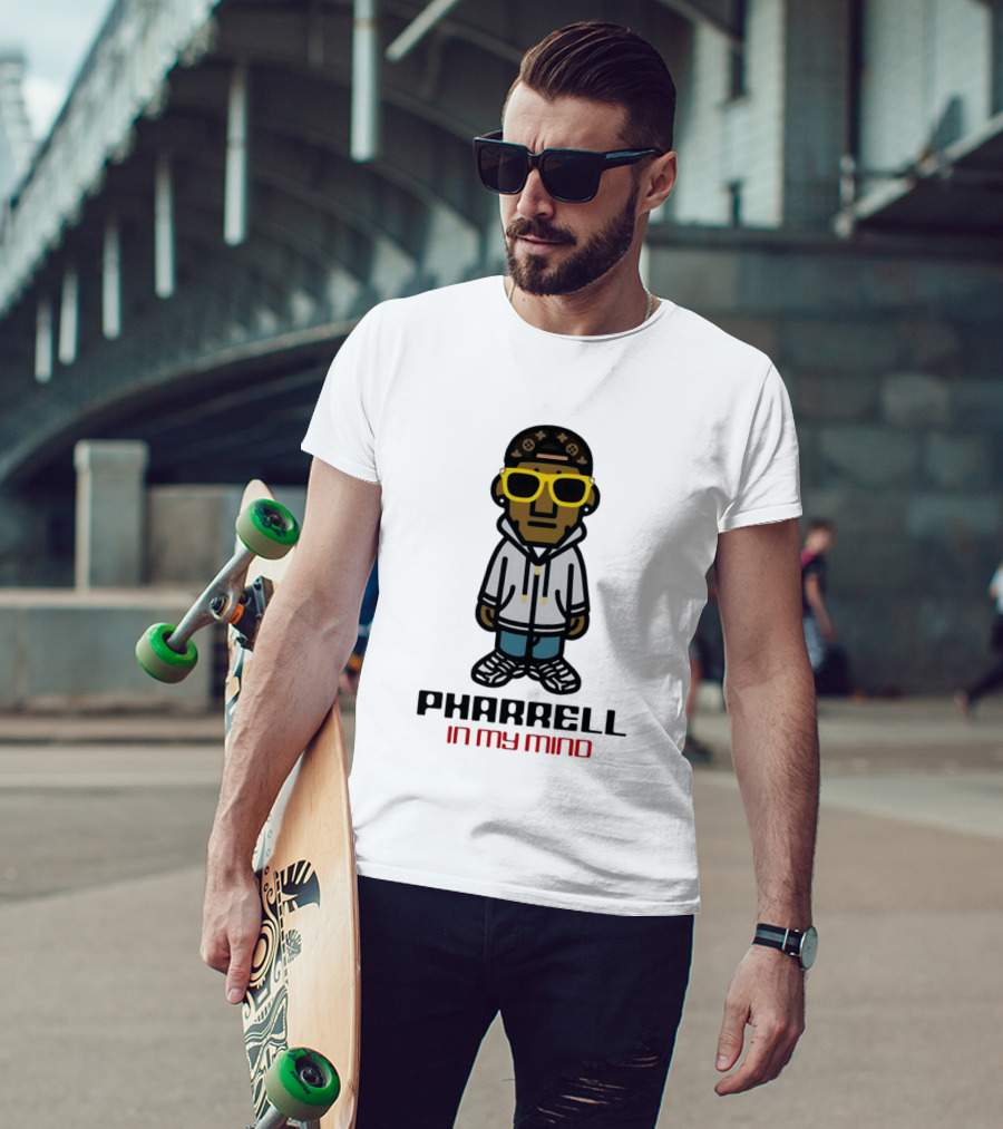 Pharrell In My Mind Cartoon Style Yellow Glasses T-Shirt