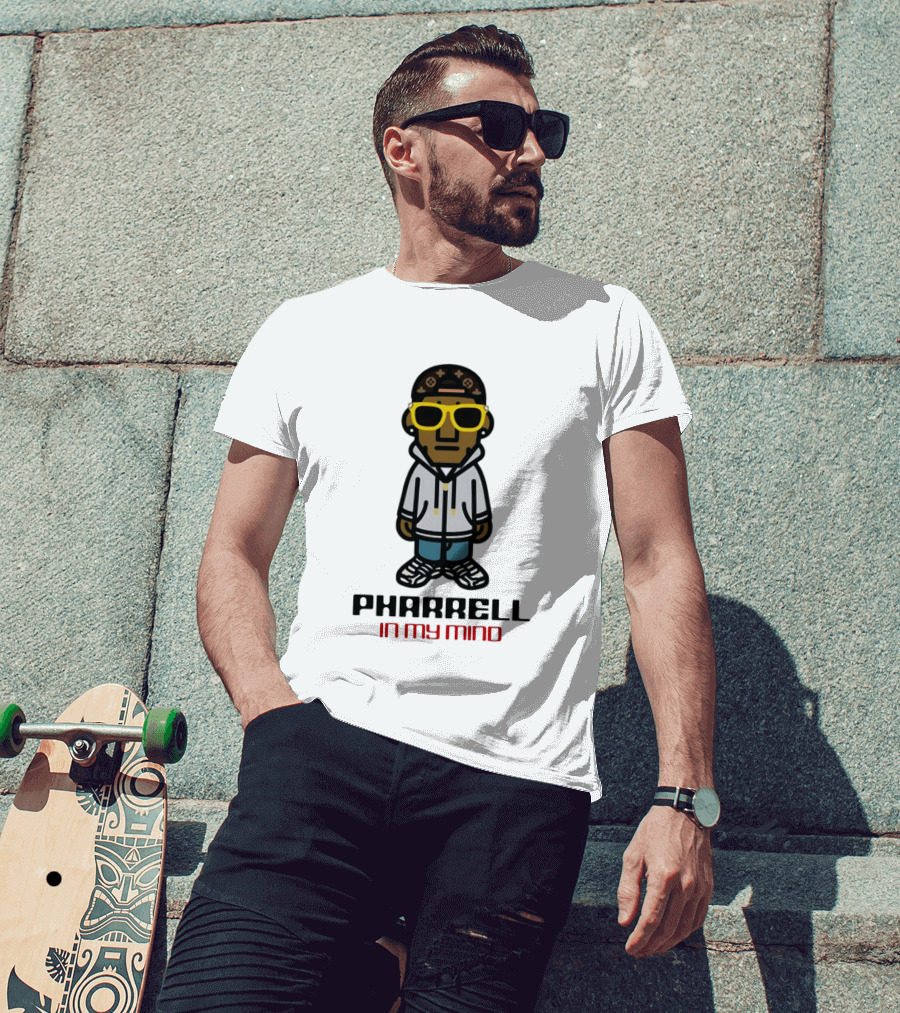Pharrell In My Mind Cartoon Style Yellow Glasses T-Shirt