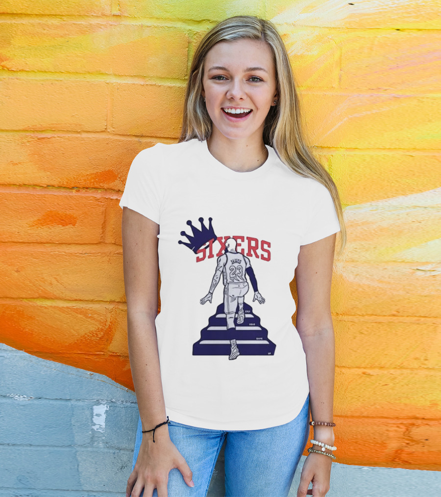 Philadelphia 76ers Sixers Lebron James Crowned Steps Silhouette 23 T-Shirt