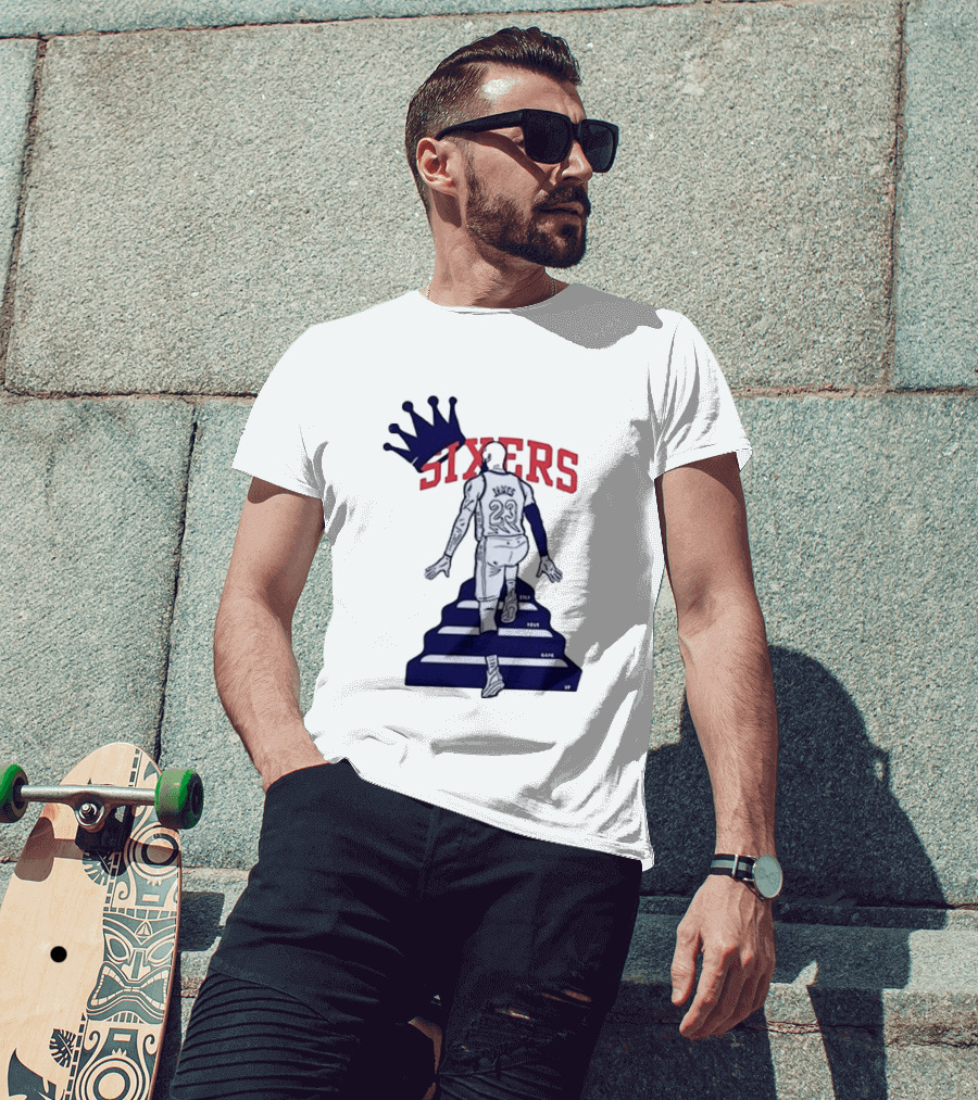 Philadelphia 76ers Sixers Lebron James Crowned Steps Silhouette 23 T-Shirt