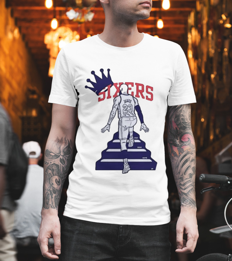 Philadelphia 76ers Sixers Lebron James Crowned Steps Silhouette 23 T-Shirt