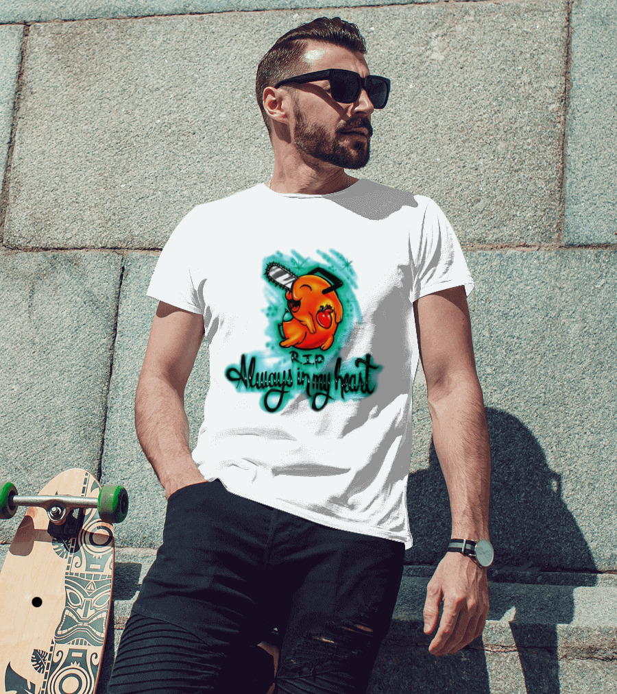 Pochita Chainsaw Man RIP Always In My Heart Memorial Anime T-Shirt