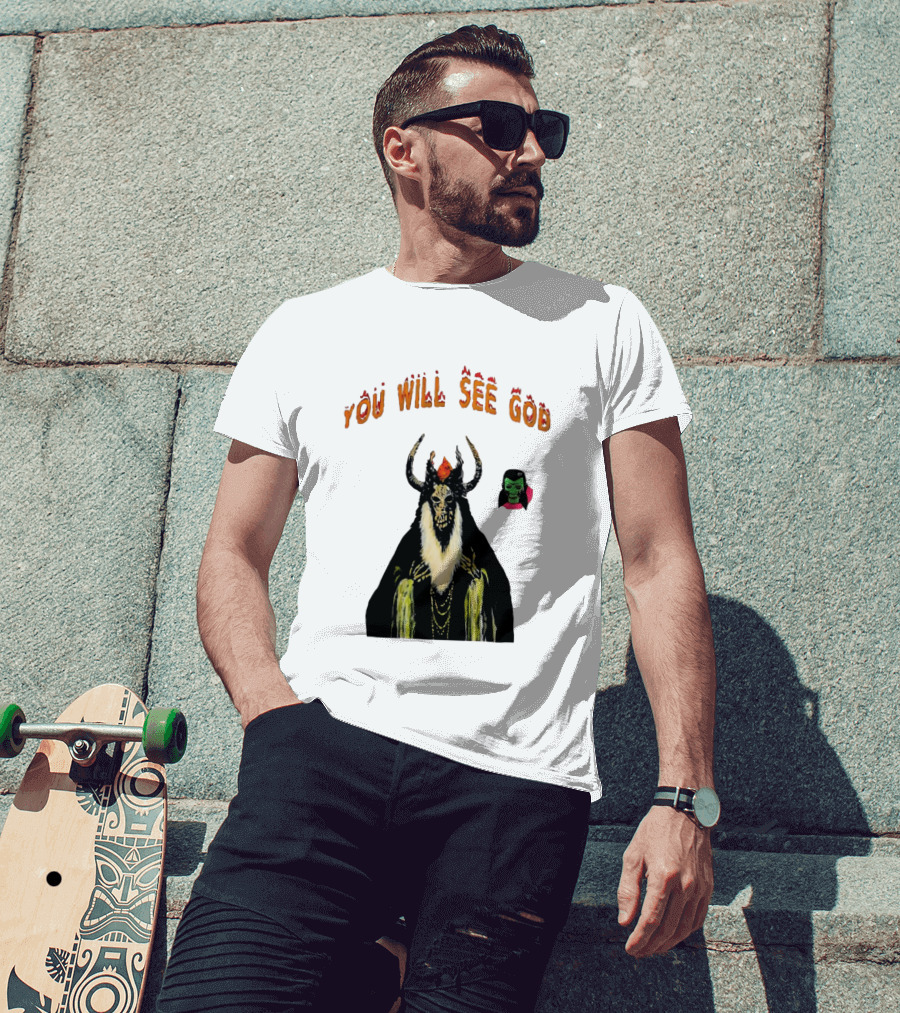 You Will See God Demon Occult Satanic Horror Green Masked Face T-Shirt