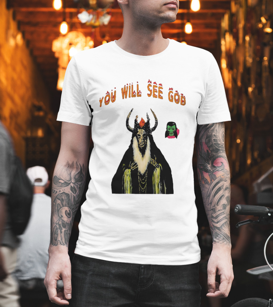 You Will See God Demon Occult Satanic Horror Green Masked Face T-Shirt