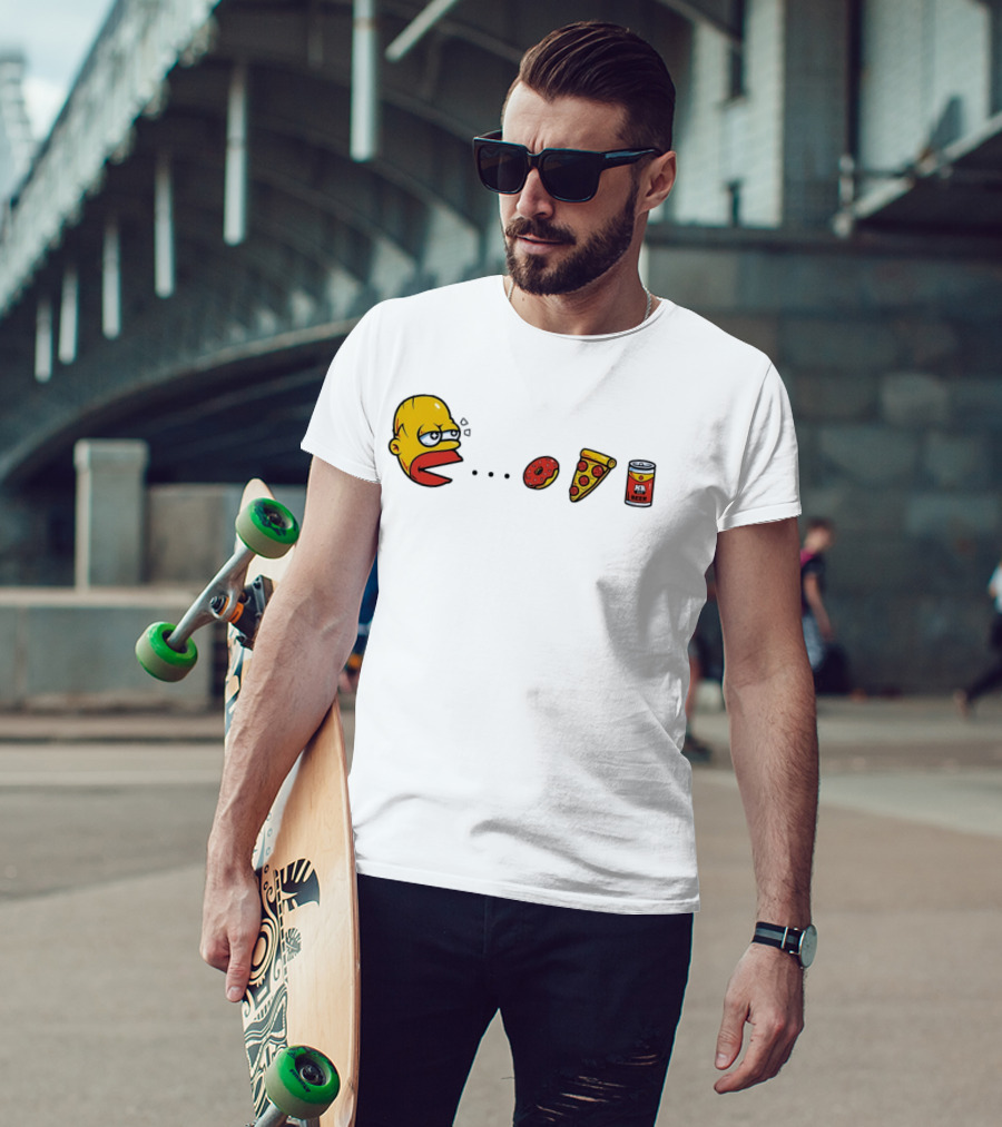 Simps Dad Pac Man Eating Donut Pizza And Beer T-Shirt