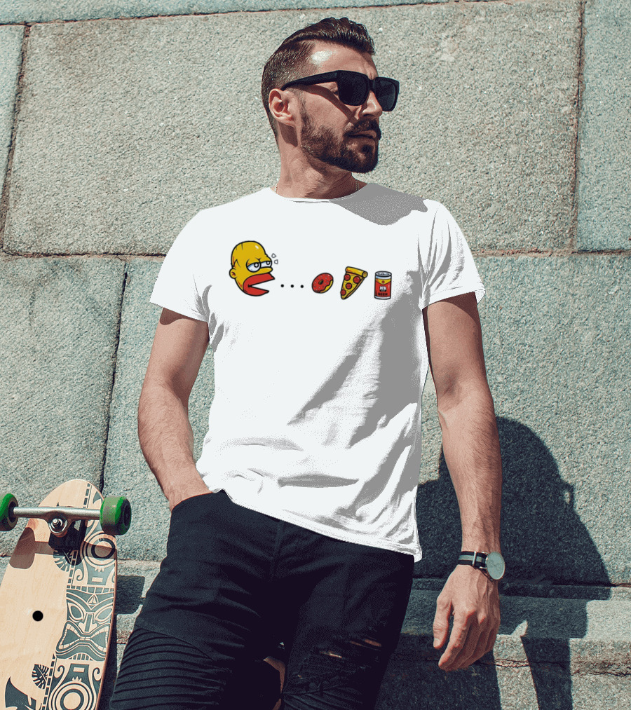 Simps Dad Pac Man Eating Donut Pizza And Beer T-Shirt