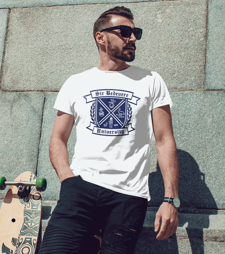 Sir Bedevere University Monty Python Crest Shield T-Shirt