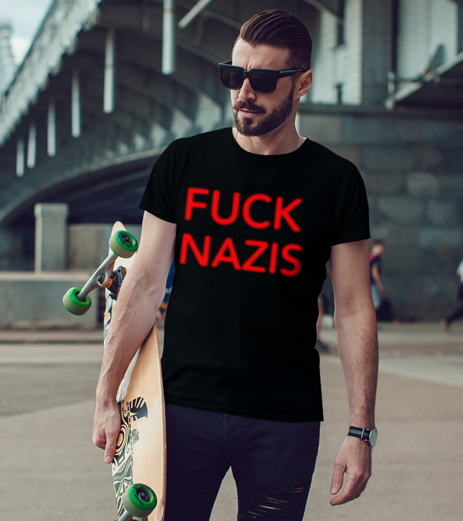 Merchnow Store I Declare War Fuck Nazis Black T-Shirt