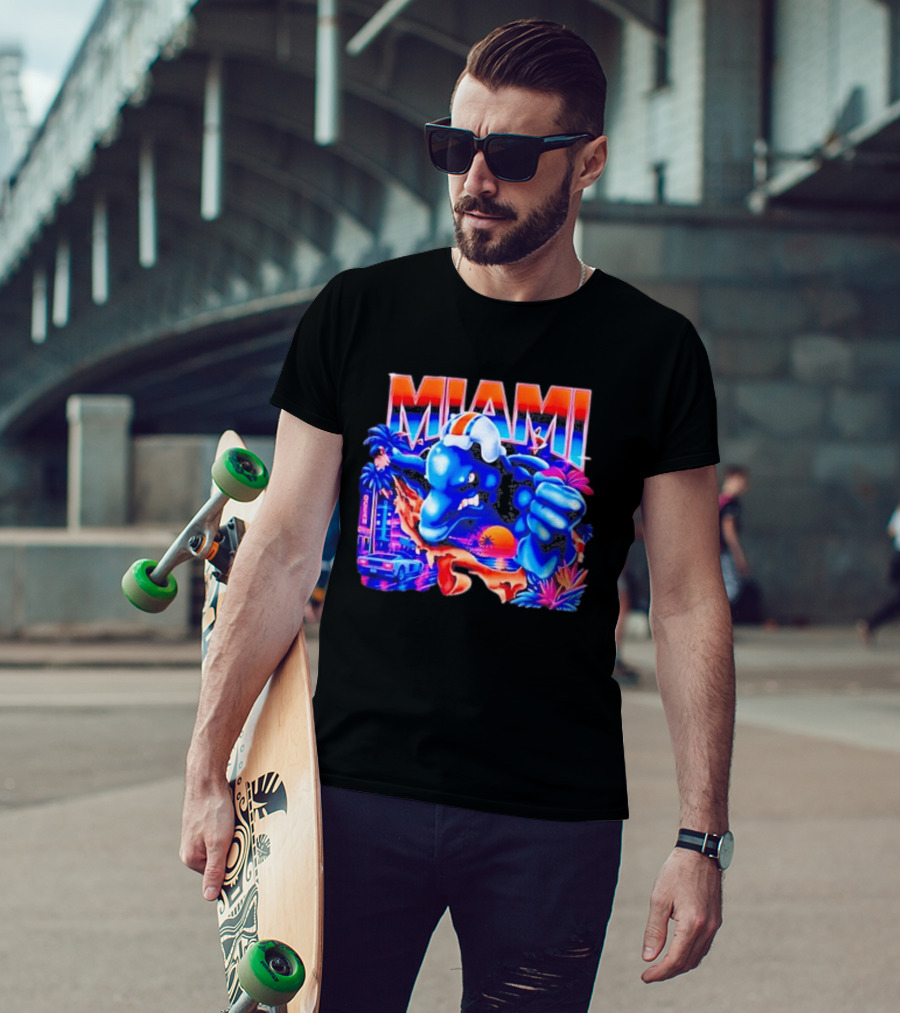 Miami Dolphins Rare Nutmeg Vintage Neon Miami Vice T-Shirt