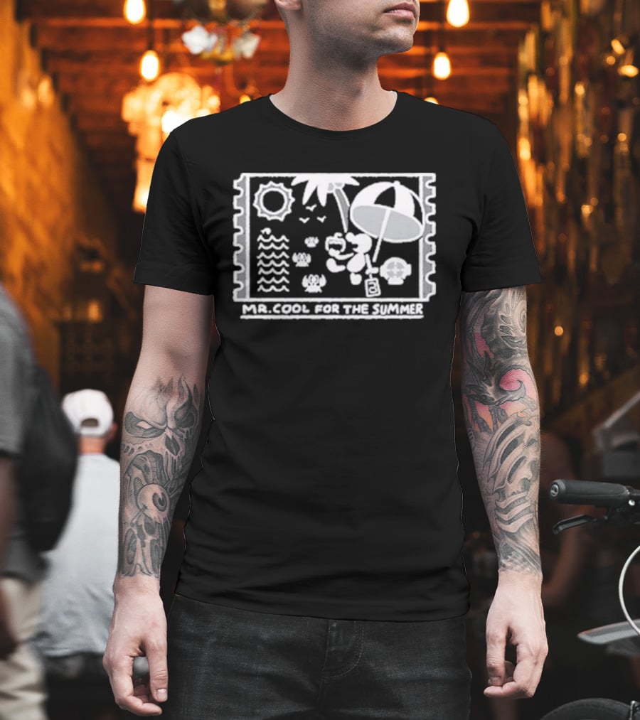 Mr. Cool For The Summer Beach Vibes Stamp Palm Tree Umbrella Sun T-Shirt