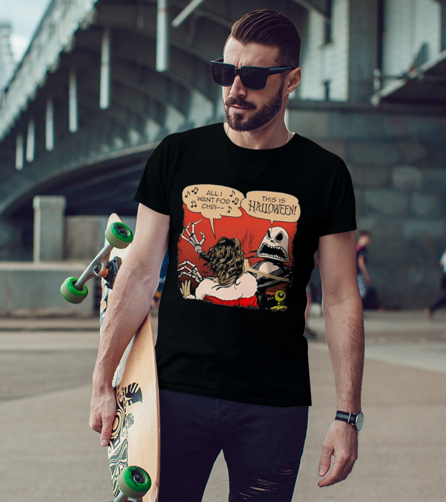 All I Want For Christmas Is This Is Halloween Comic Mashup T-Shirt