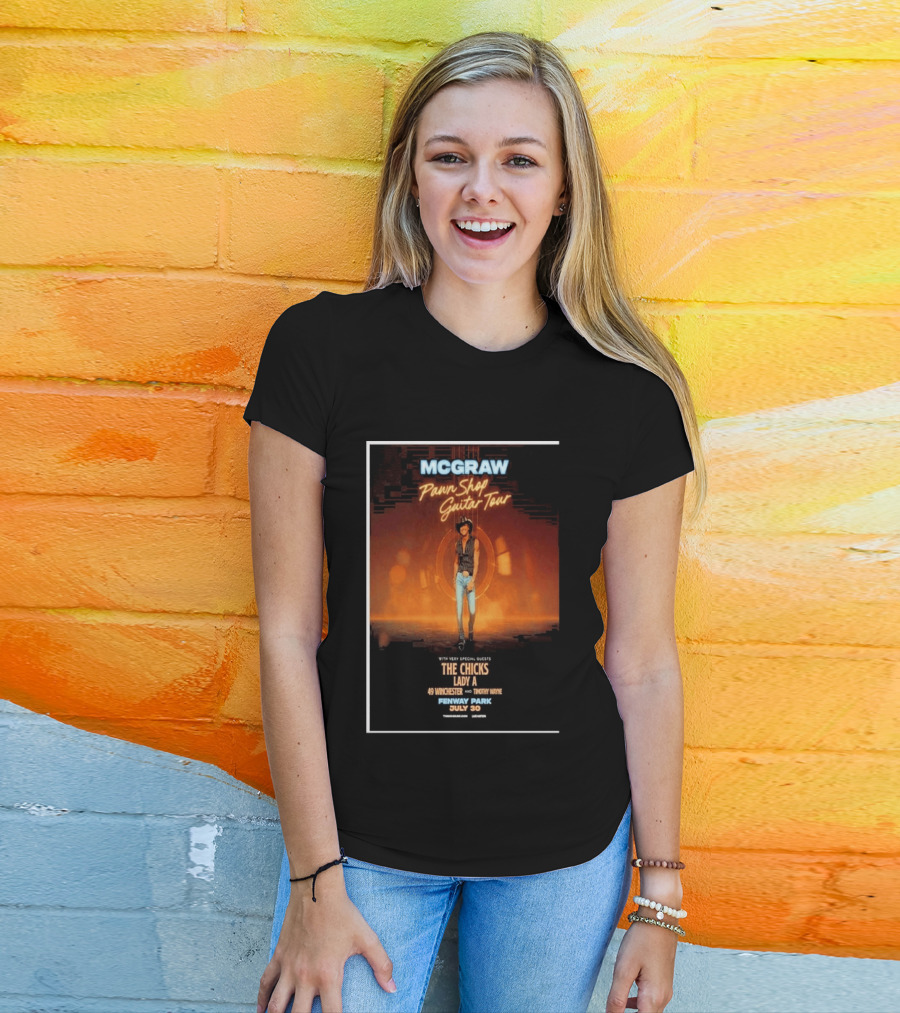MCGRAW Pawn Shop Guitar Tour Fenway Park July 30 With The Chicks Lady A T-Shirt