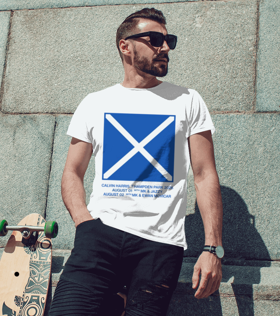 Calvin Harris Hampden Park 2023 Ecru Saltire August MK Jazzy Amber Cox MK Smart Ecuador T-Shirt