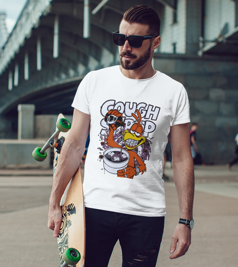 Cough Syrup Toucan Purple Drink Ice Braces Cartoon T-Shirt