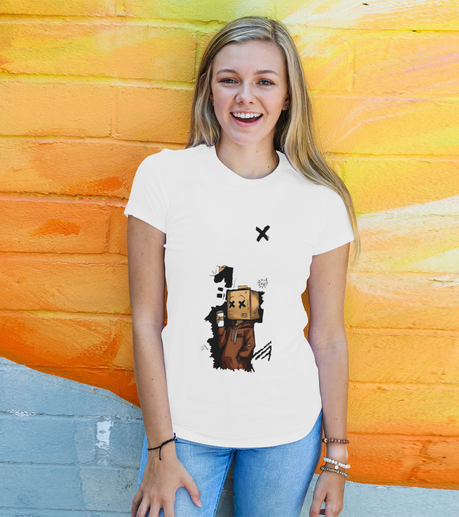 Good Person Box Head Drinking Coffee T-Shirt
