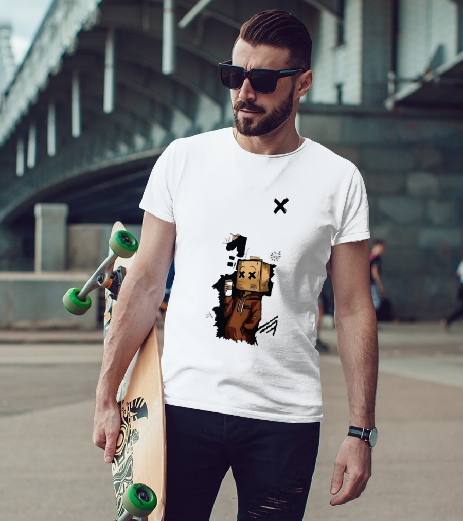 Good Person Box Head Drinking Coffee T-Shirt